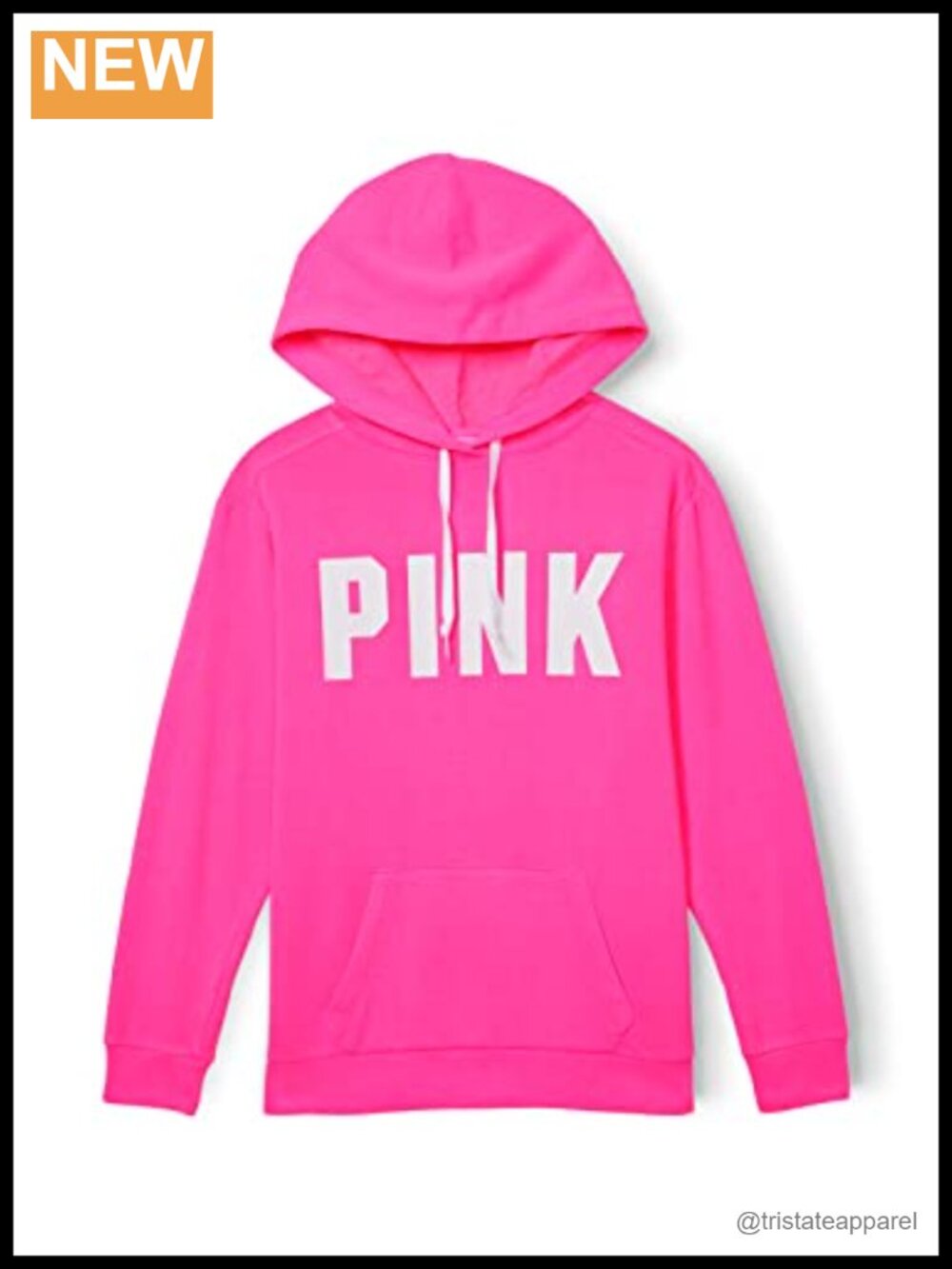PINK Logo Campus Hoodie Sweatshirt Relaxed Fit Pullover Fleece